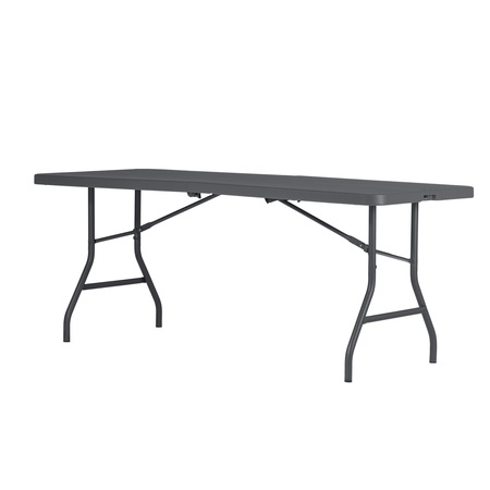 ZOWN Folding Table, Fold In Half, Resin, Commercial, 72" x 30", Grey Color 60559SGY1E